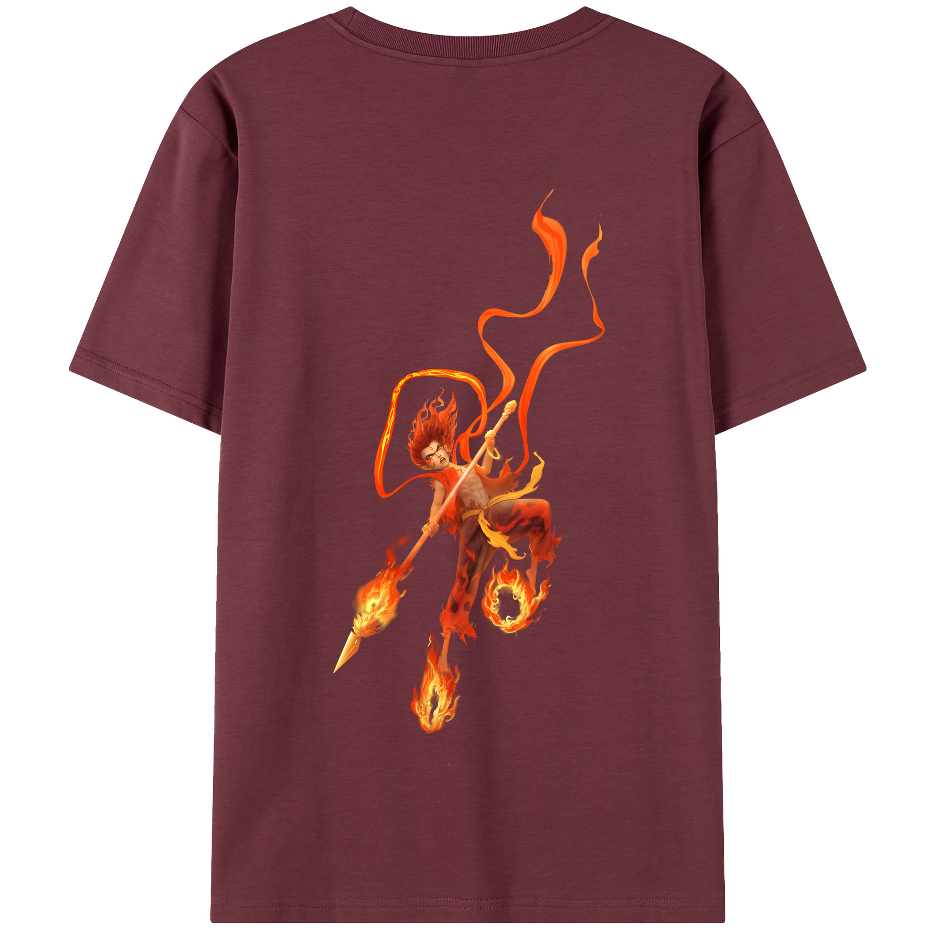 （画像用） Ne Zha 2 ナタ 魔童の大暴れ 綿100％半袖Tシャツ（背面プリント）